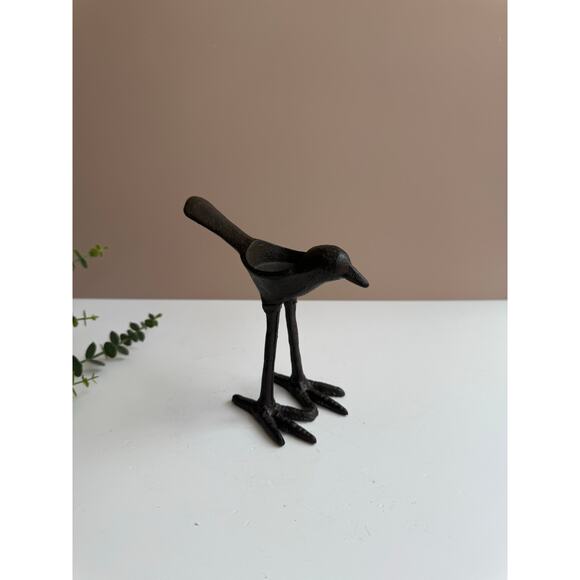 Cast Iron Bird Candle Holder | Tall Long Legs | Whimsical Cottagecore Farmhouse - Picture 2 of 6